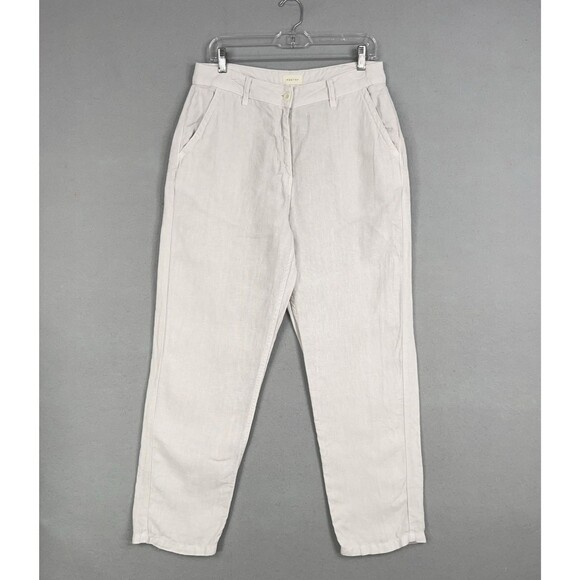 Poetry Pants Women 10 Beige Minimal Neutral Quiet Luxury Resort Coast 100% Linen - Picture 1 of 16